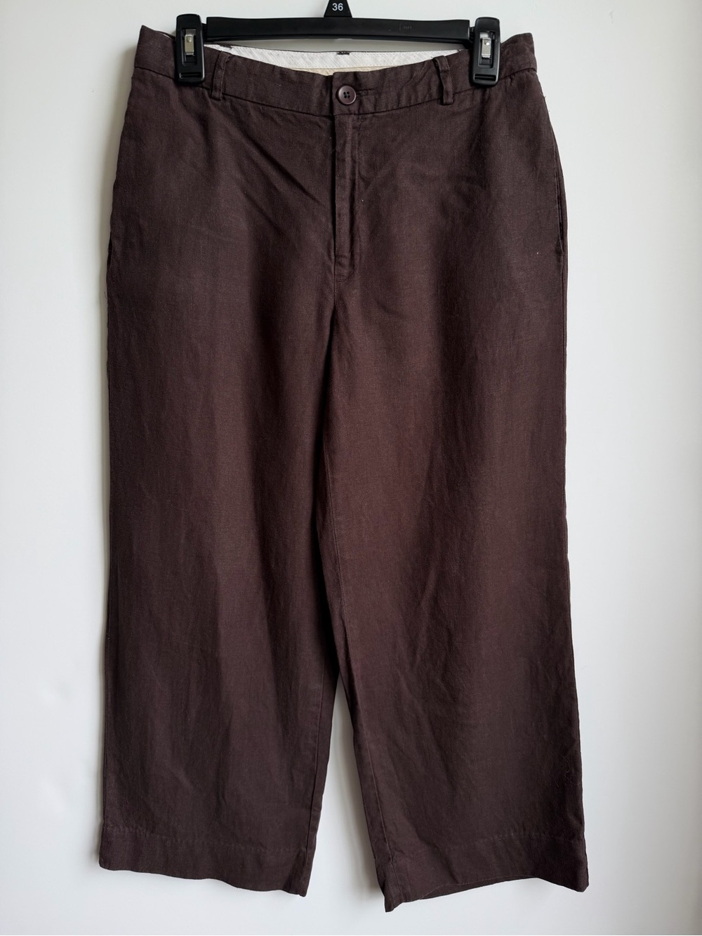 VTG GAP 100% Linen Wide Leg Trousers Chocolate Plum Pockets Size 4